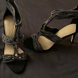 Antonio Melani black studded open toe heel size 9